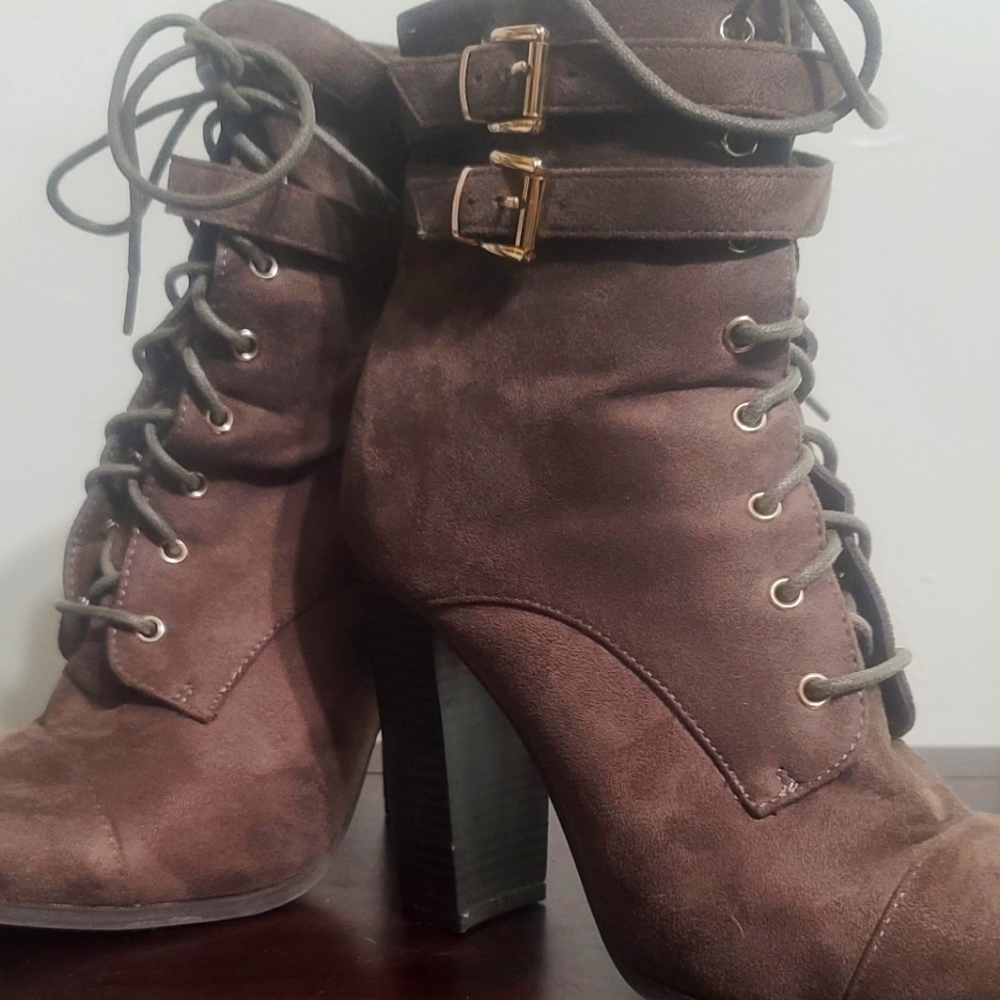 Brown heeled boots